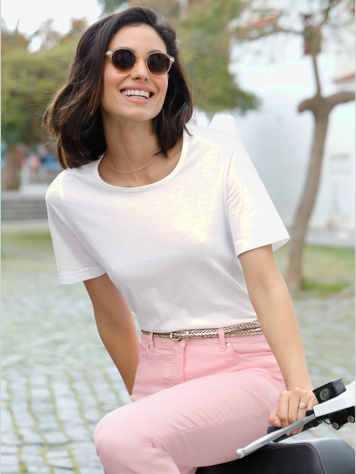 T-shirt à encolure ronde pur coton