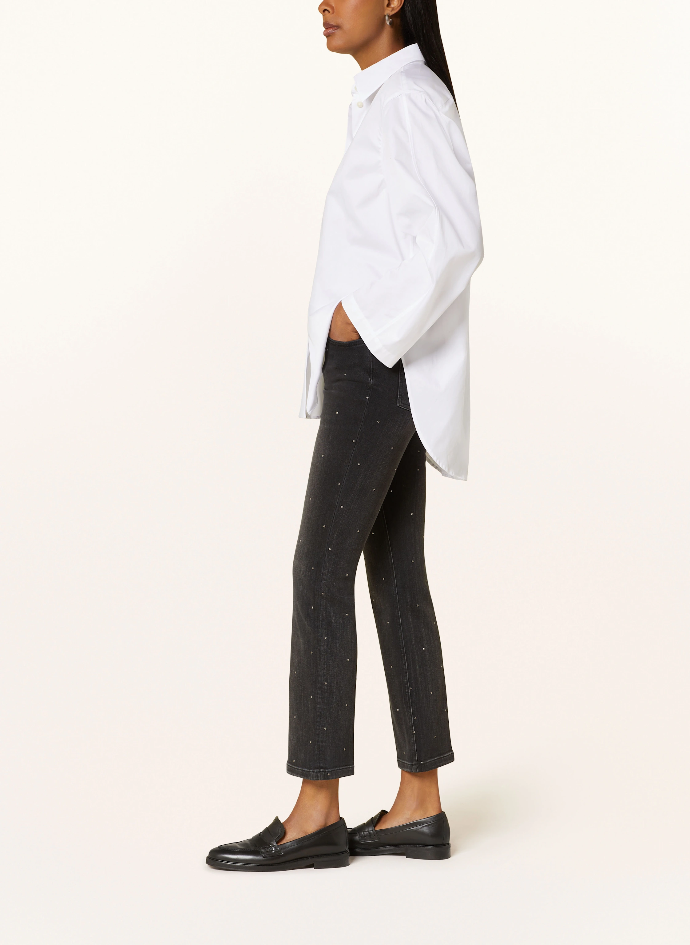 oui Jeans mit Schmucksteinen