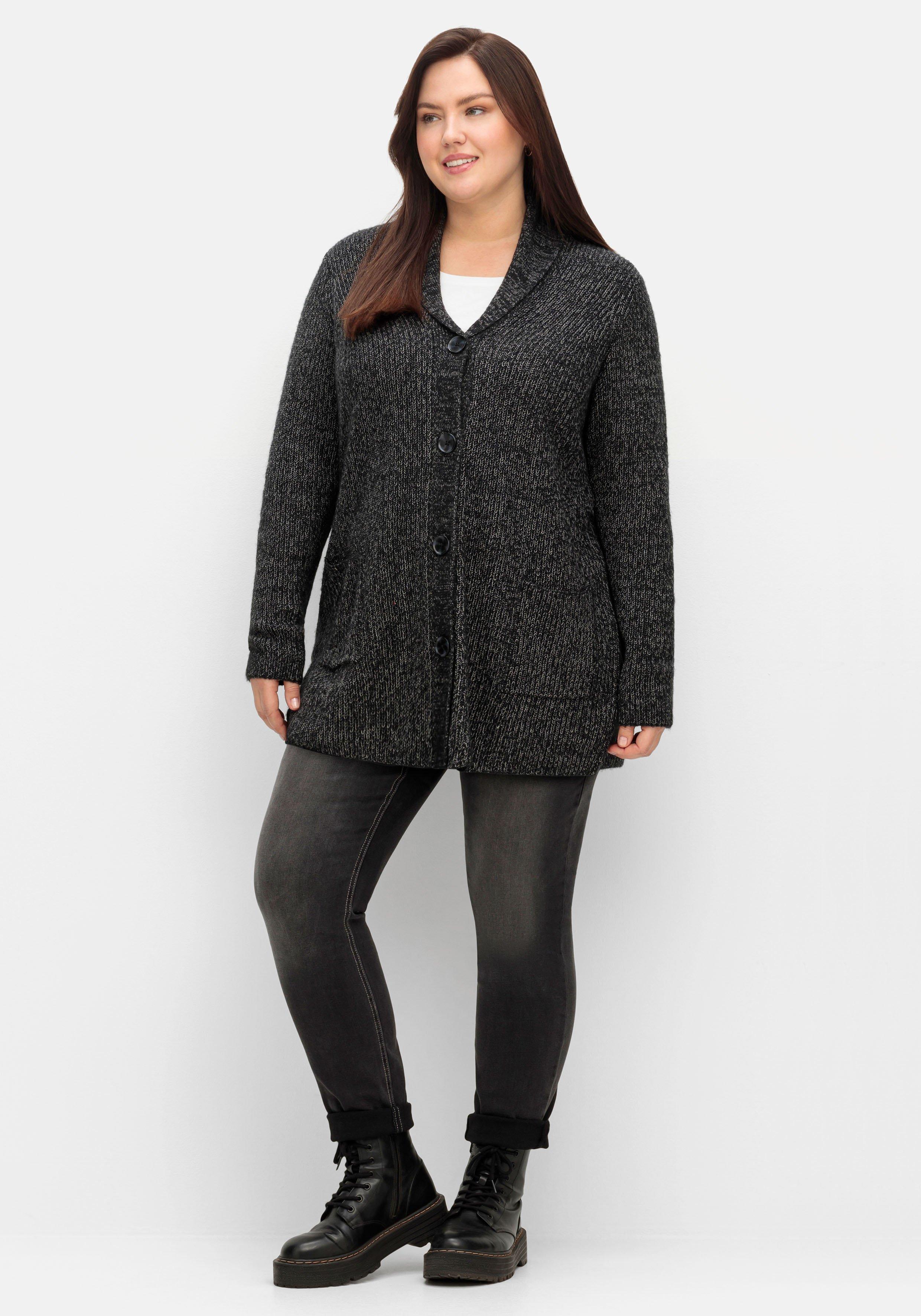 Strickjacke im Patentstrick, mit Schalkragen