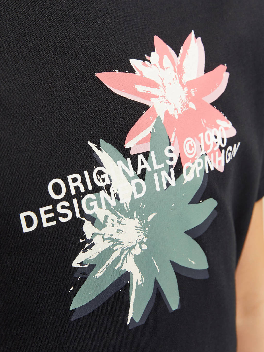 JACK & JONES T-shirt JORTAMPA met printopdruk zwart