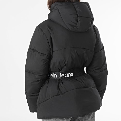 Doudoune Capuche Femme Logo Belt Short Puffer 1896 Noir