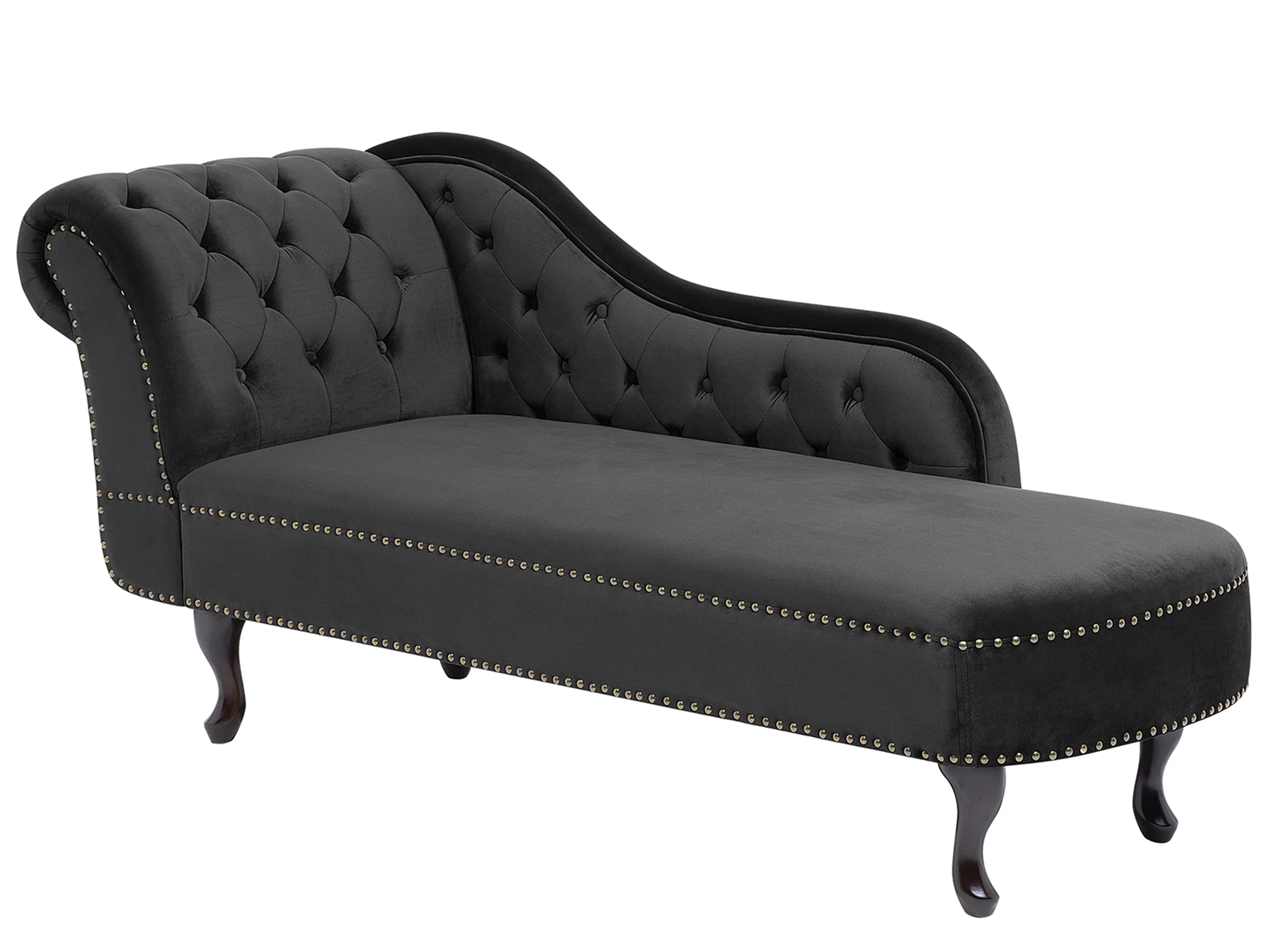 Linkszijdige chaise longue NIMES Fluweel Zwart