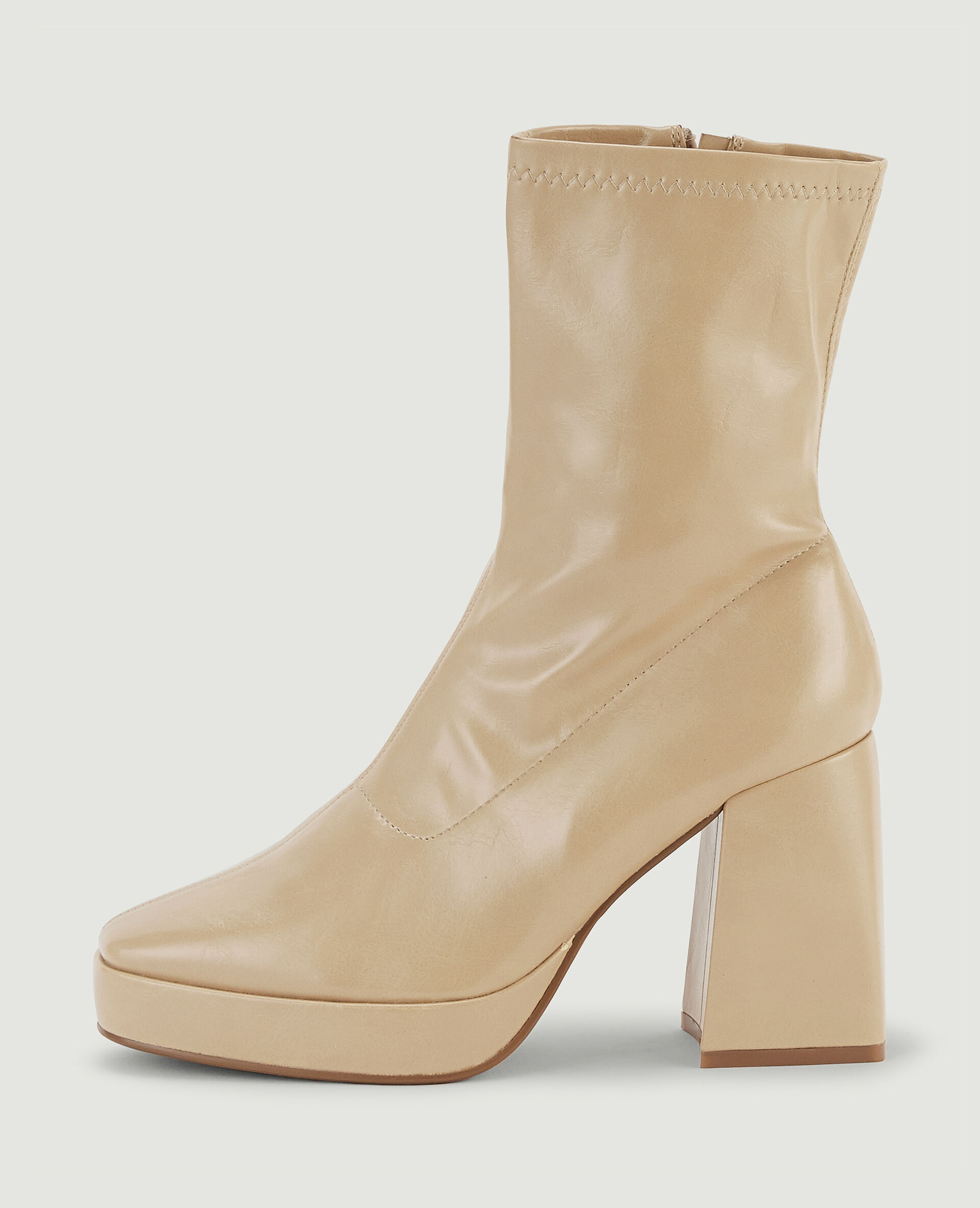 Boots plateforme bouts carrés - Beige