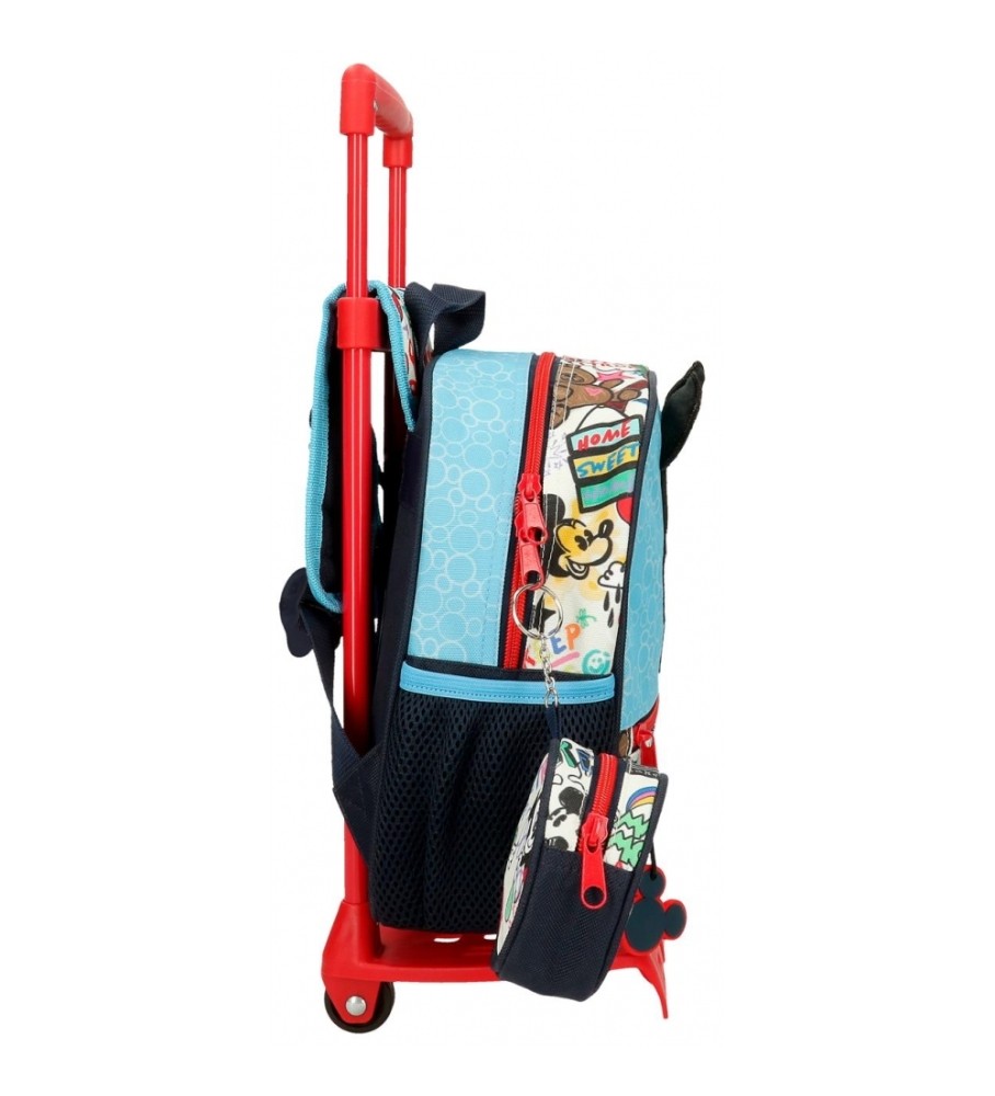 Mochila Infantil Disney Mickey Be Cool com Rodinhas - Azul