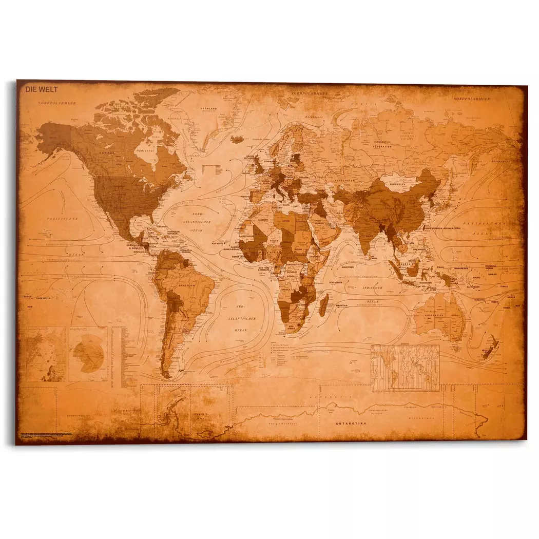 Wandbild 140 x 100 cm Weltkarte