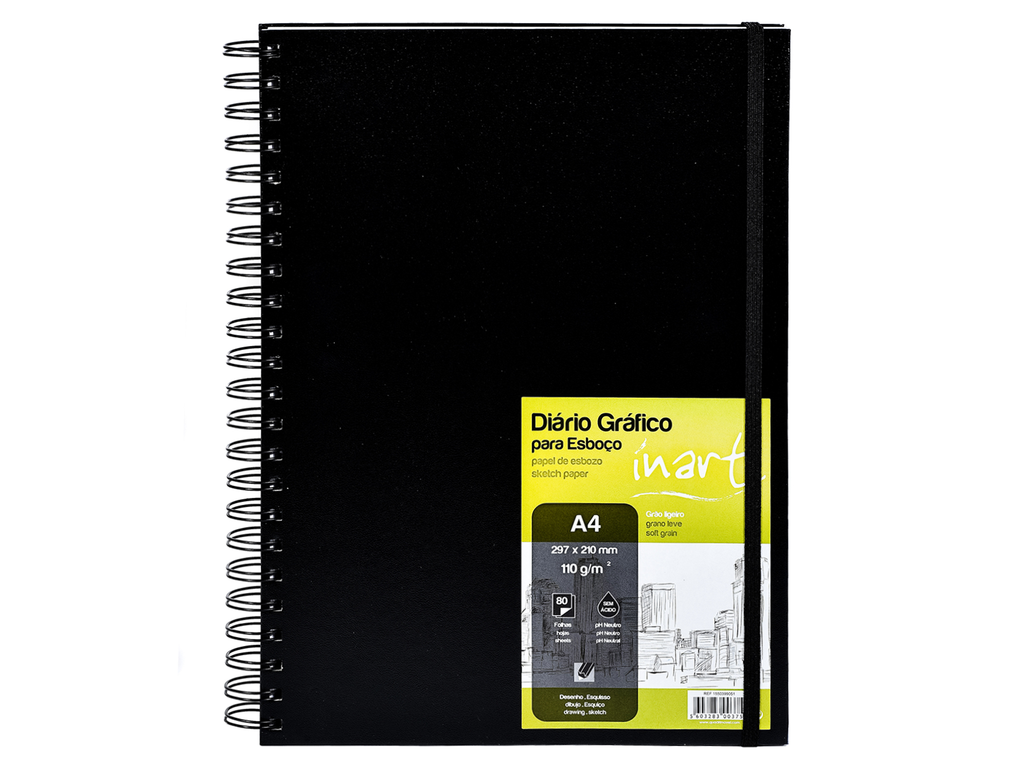DIÁRIO GRÁFICO ESBOÇO INART ESPIRAL A4 110G 80 FOLHAS