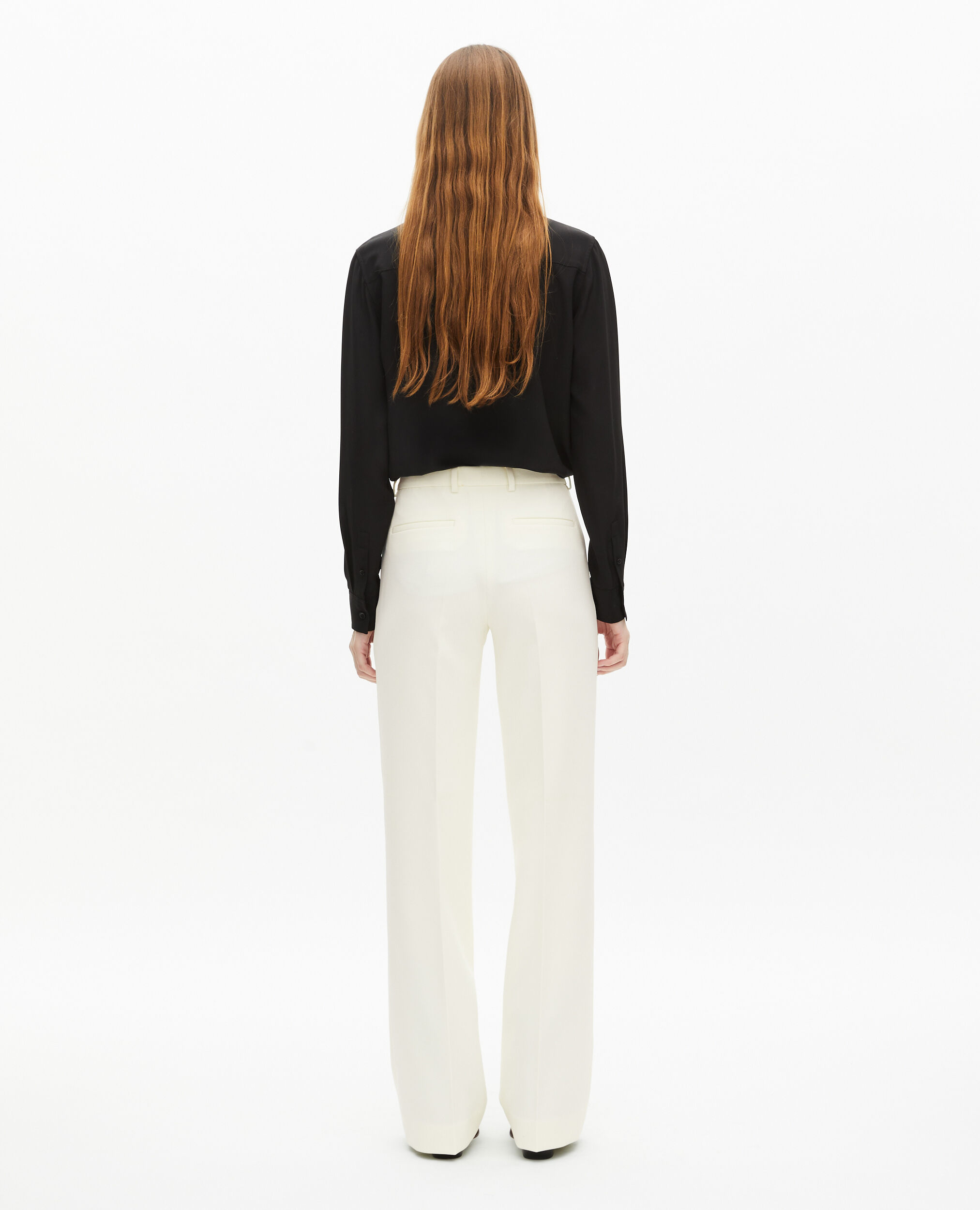 Pantalon tailleur en crêpe coupe droite écru