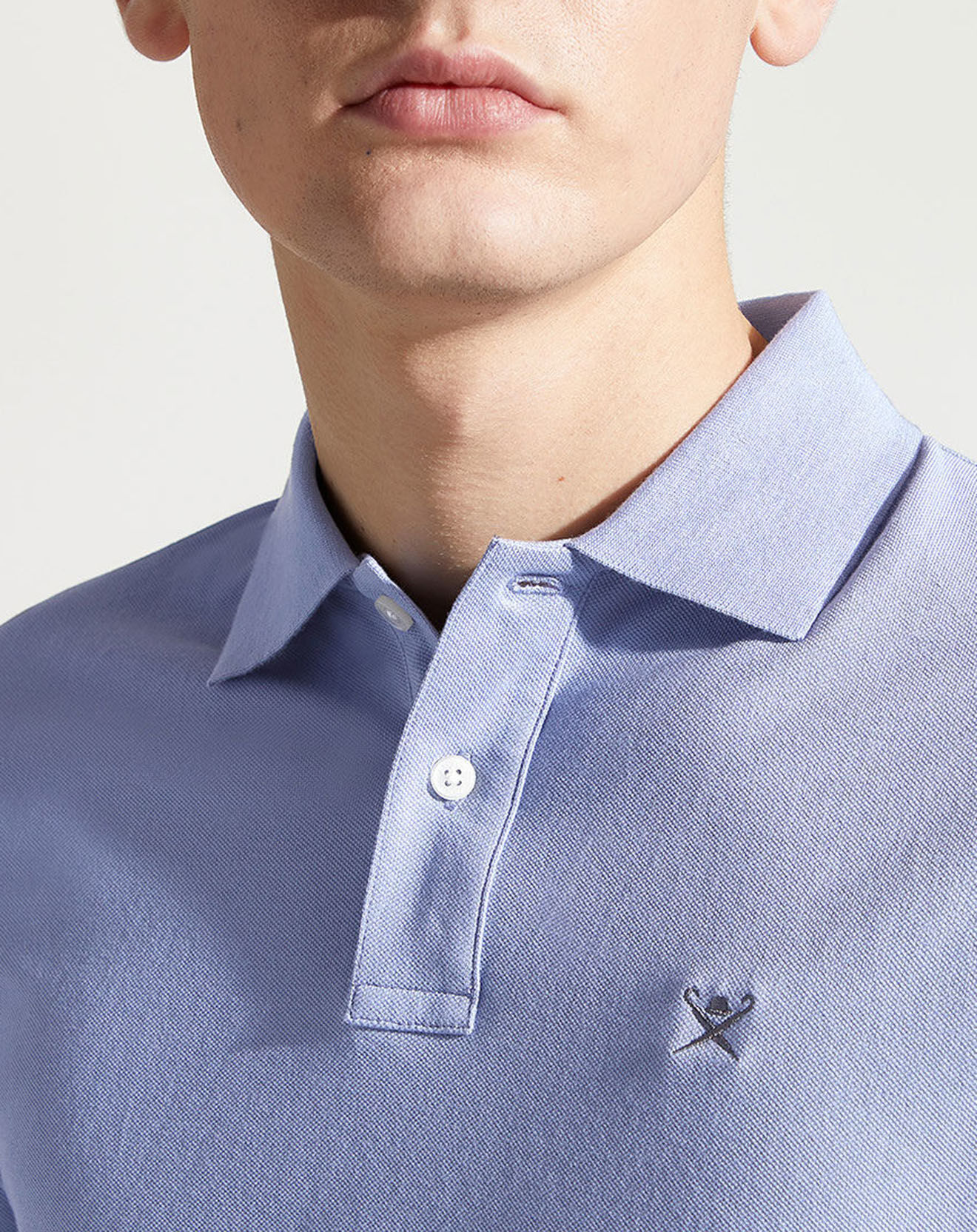 Hackett London Polo Slim Fit uni piqué bleu clair