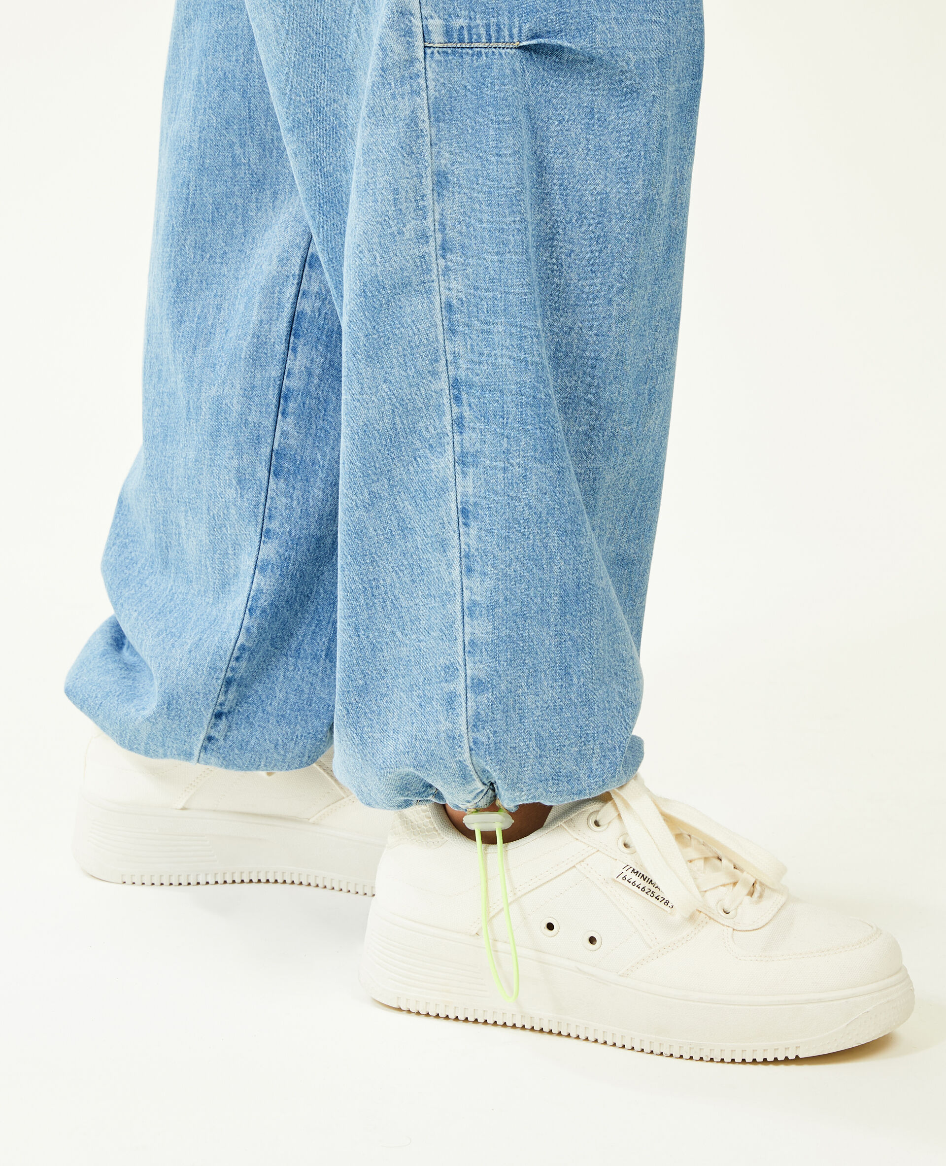 Pantalon denim parachute - Bleu
