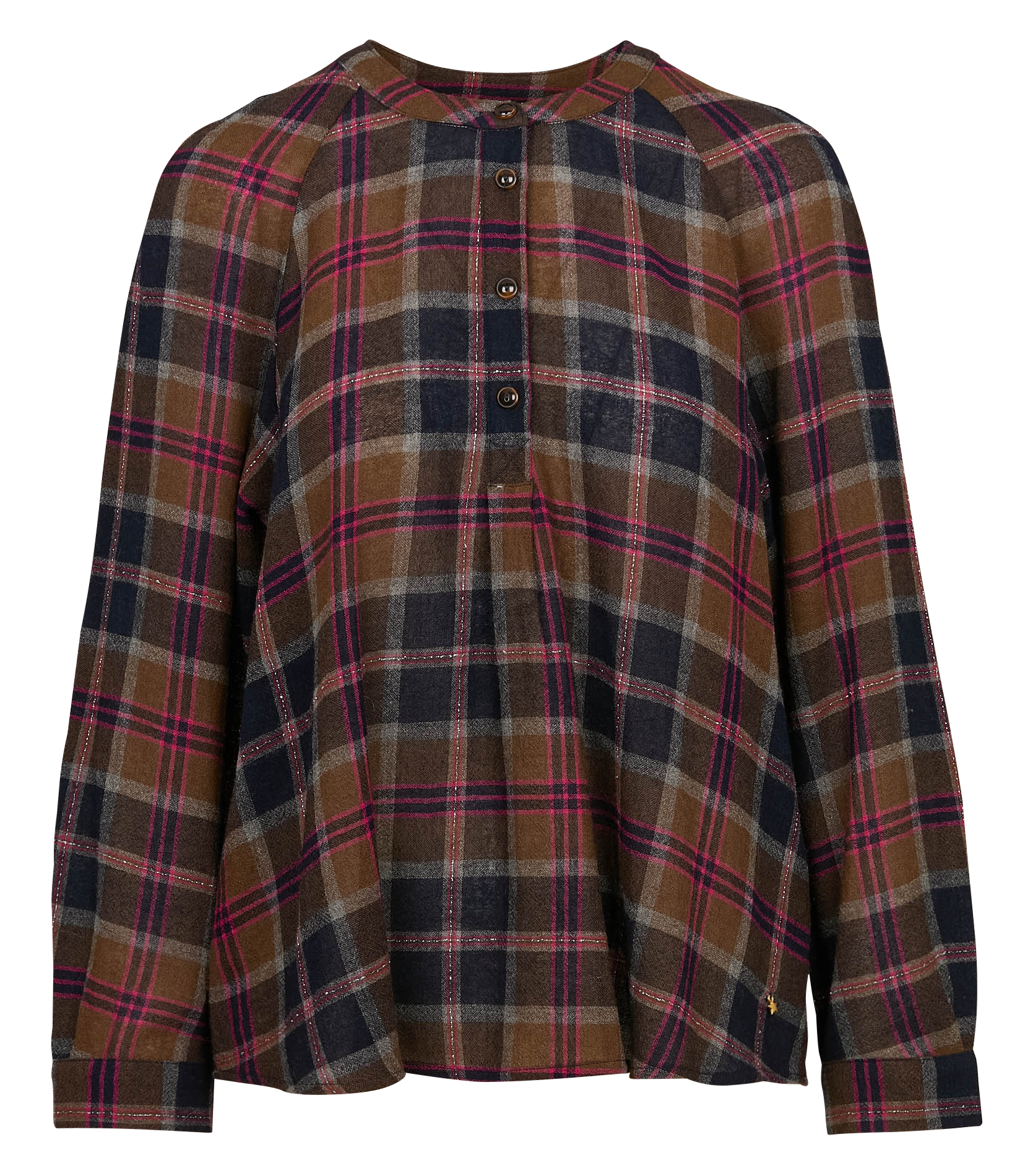 TOMI - Blouse col rond à carreaux| Multicolore