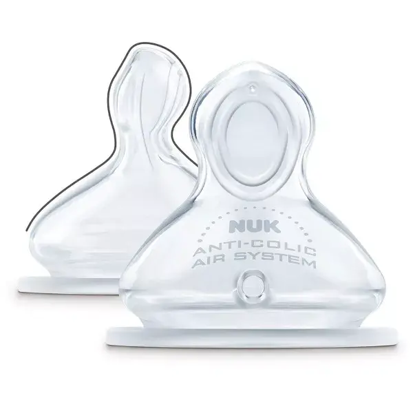 Bico de silicone fisiológico Nuk First Choice+, fluxo S, pacote com 2 unidades