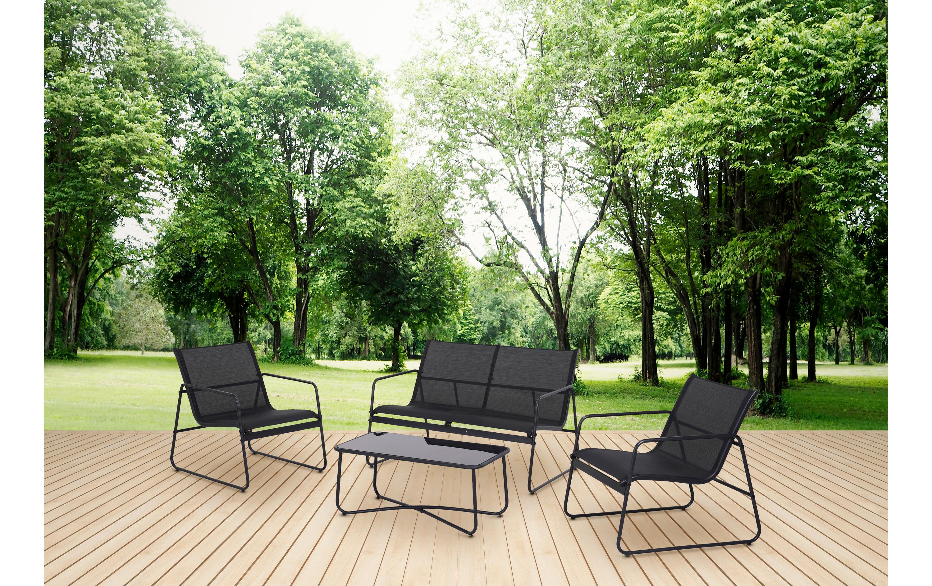 Loungeset Theodor, Set 4-teilig, Schwarz<br>Gartenlounge