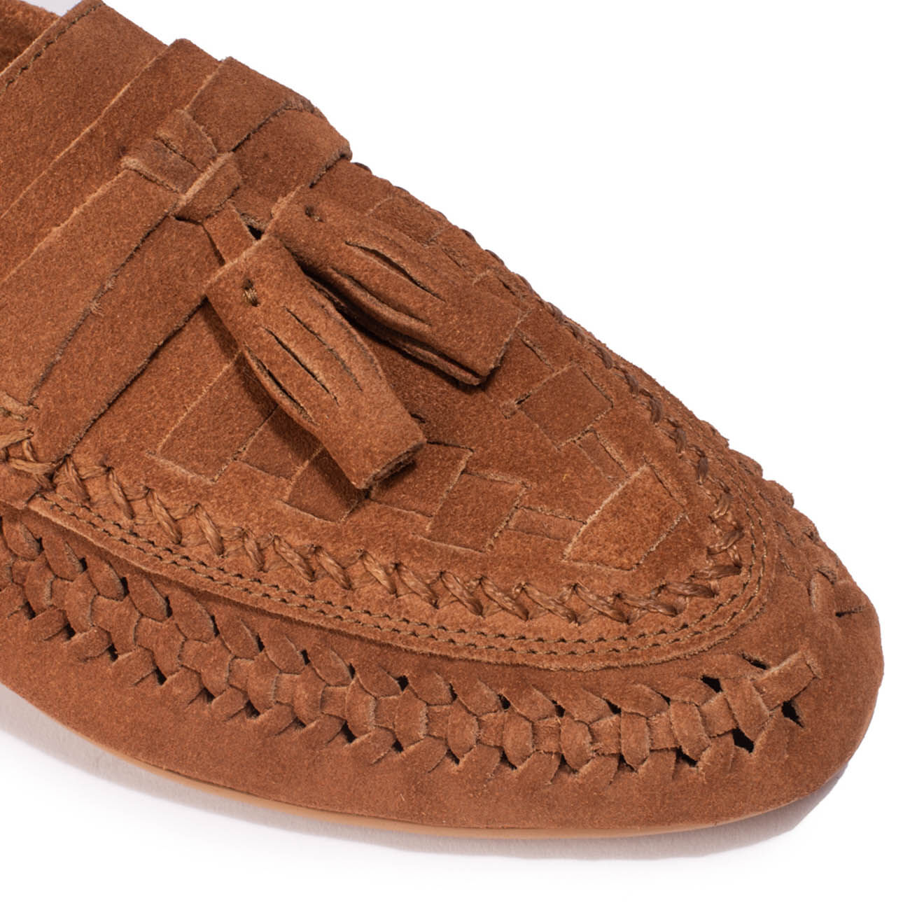 Couleur Pourpre Mocassins en Velours de Cuir Hampi camel
