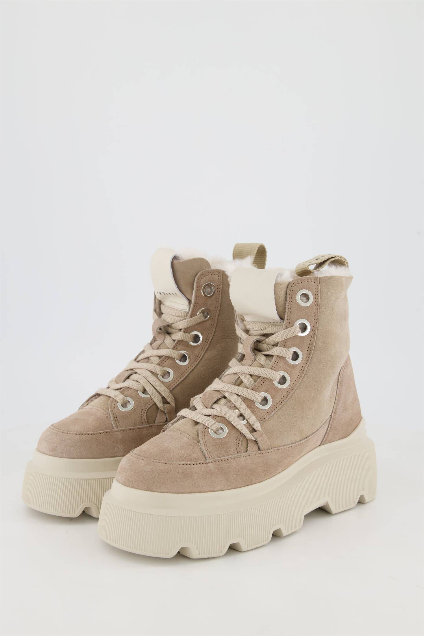 INUIKII| Damen Schnürboots MATILDA SHEARLING Leder und Lammfell