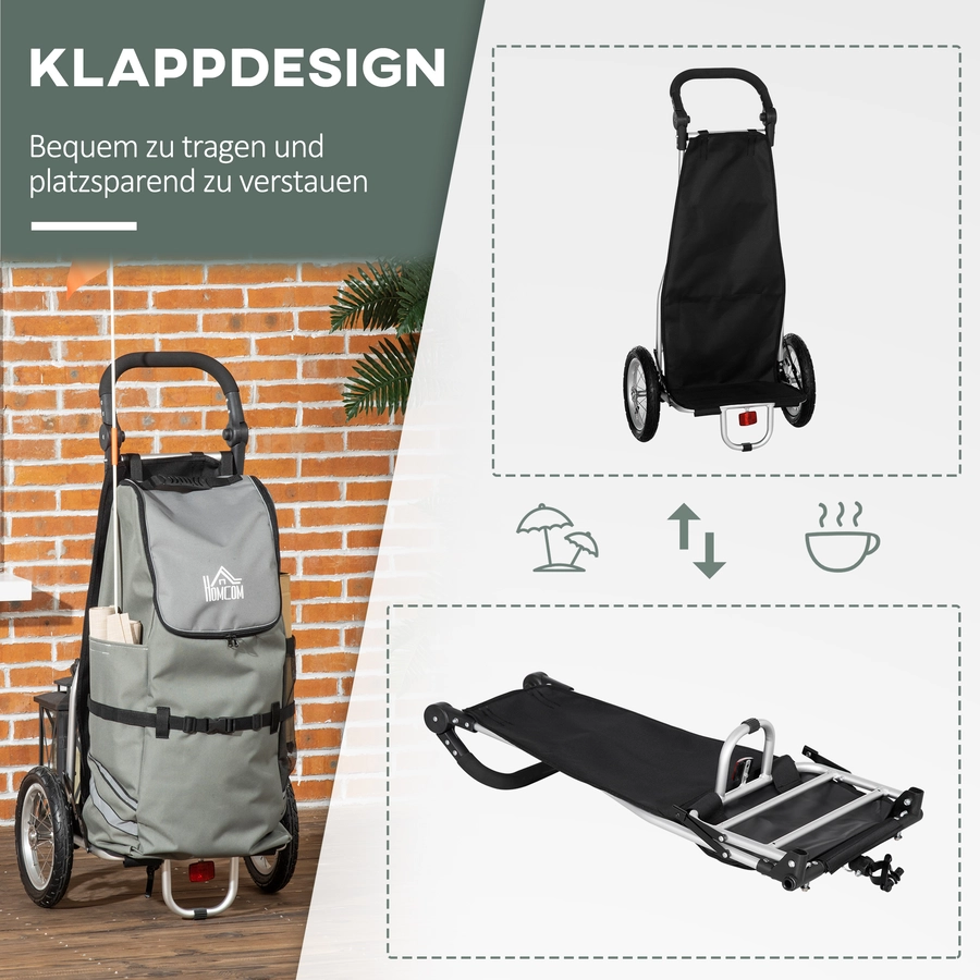 HOMCOM Lastenanhänger mit Tasche grau