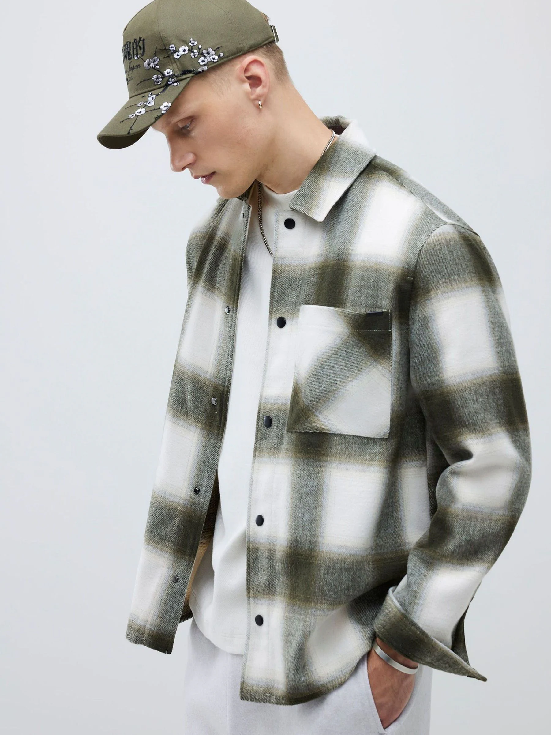 River Island Curved Hem Check Overshirt