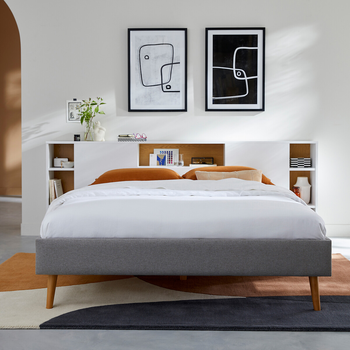 LA REDOUTE INTERIEURS<br>Cama estofada com estrado de ripas, Jimi