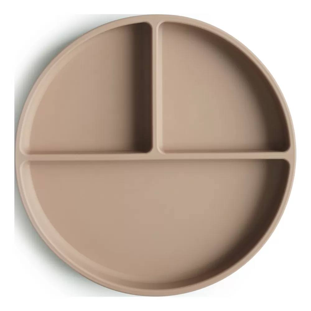 Mushie Silikone Tallerken Rumdelt Natural - 1 stk.