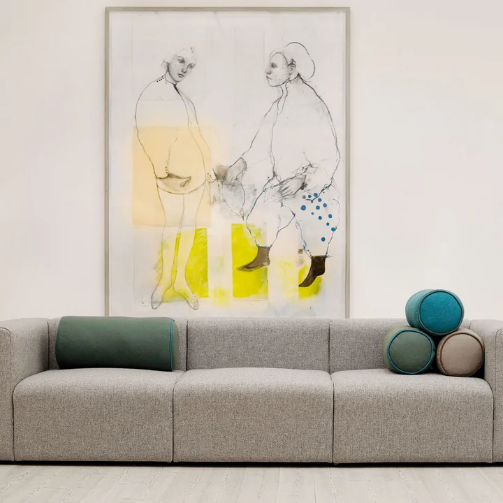 HAY - Mags Sofa 3-Sitzer, Kombination 4 / Armlehne rechts, grau (Hallingdal 130) (EU)