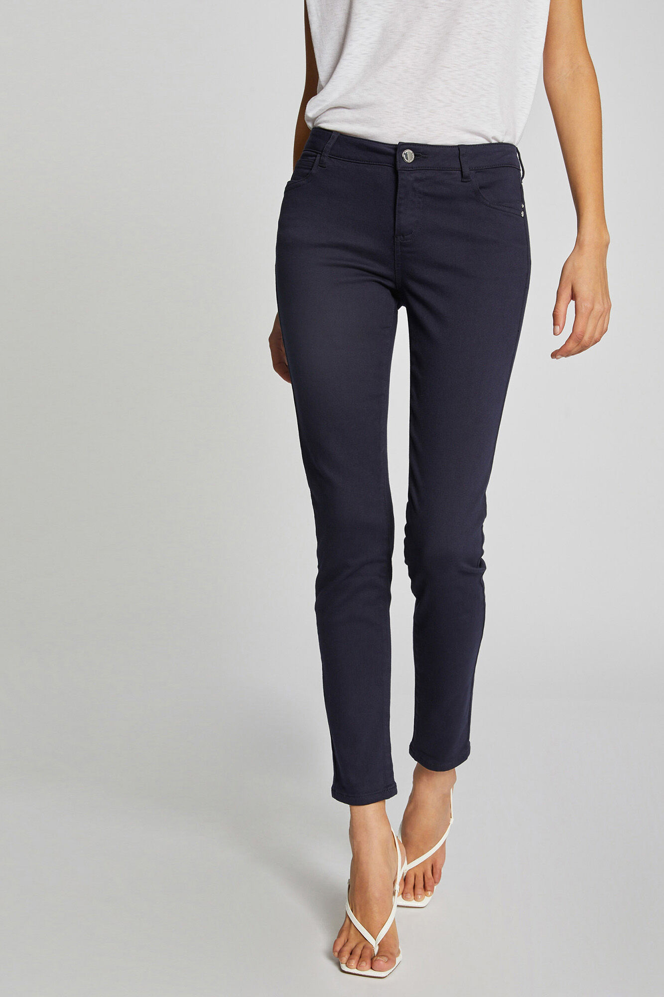 Calça skinny de cintura baixa - Azul marinho