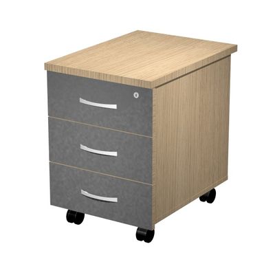 Caisson mobile en bois - Largeur 43 cm - 3 tiroirs - Anthracite