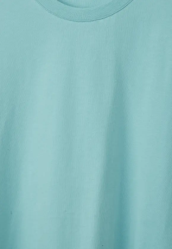 Basic T-Shirt in Unifarbe - aurora turquoise