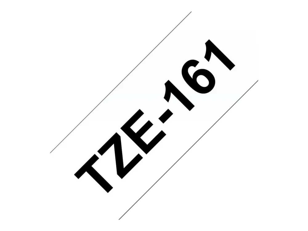 Brother TZe-161 labeltape - 36mm x 8m sort på klar