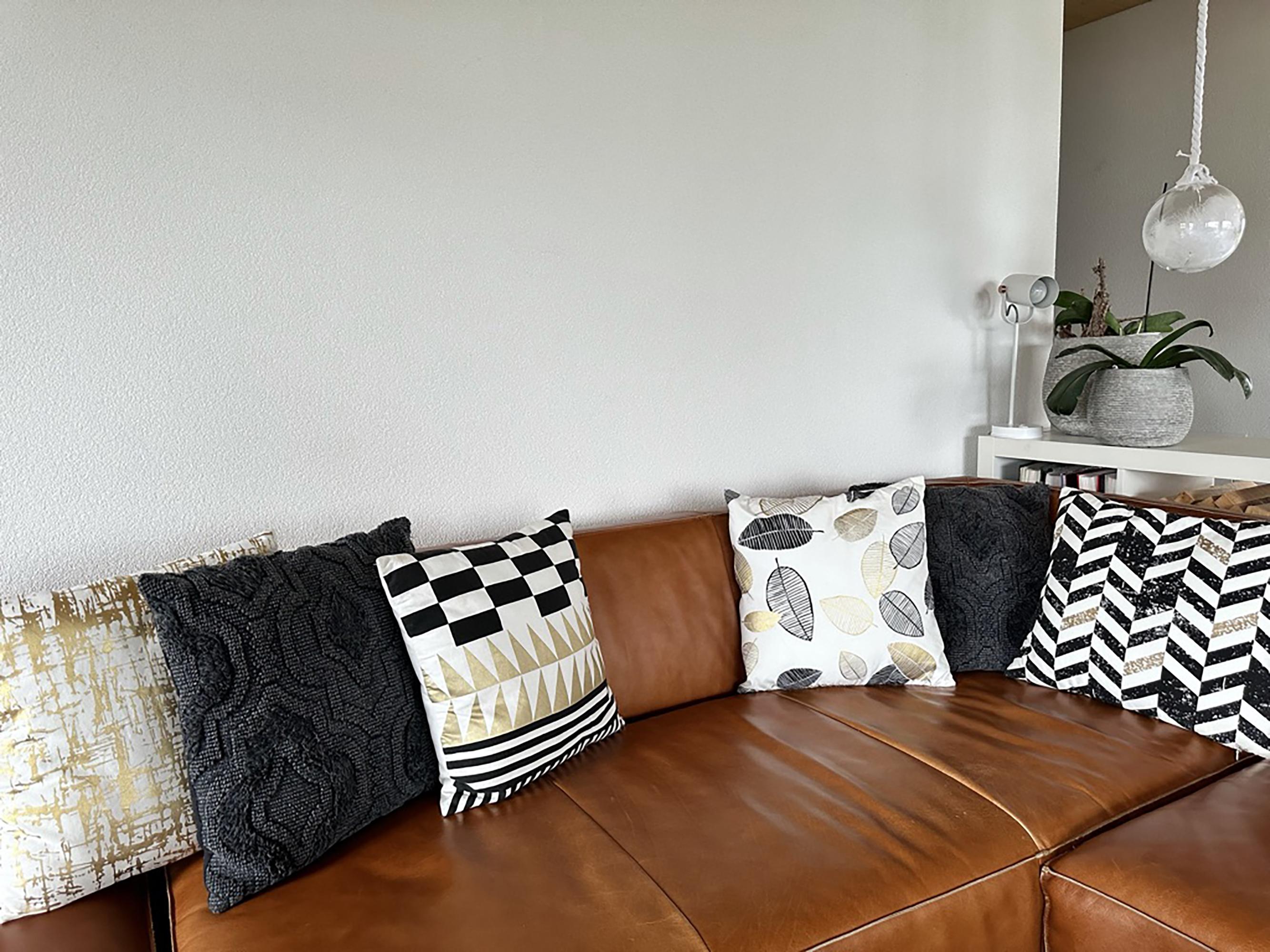 Set van 2 sierkussens GARDENIA Katoen 45 x 45 cm Goud abstract patroon