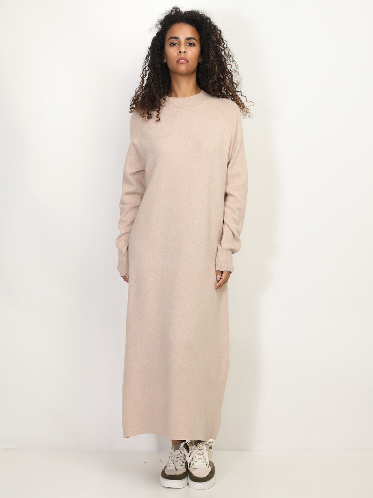 Robe pull longue et ample- Beige