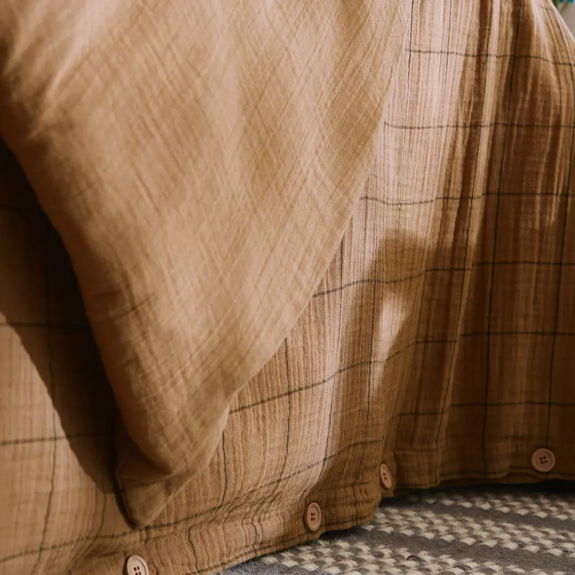 Housse de couette gaze de coton (140 x 200 cm) Gaïa Match Camel
