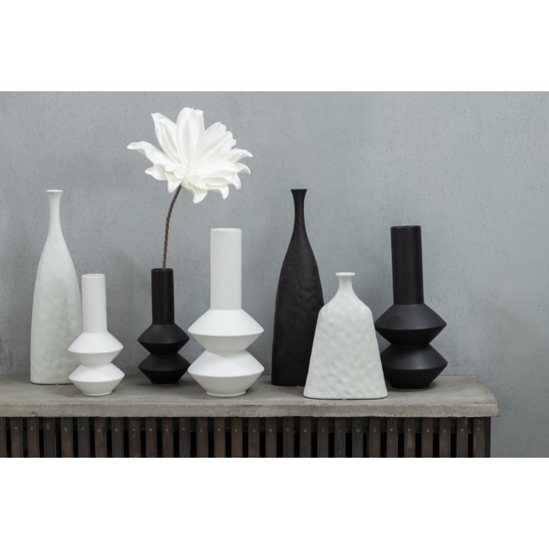 Vase haut col bouteille en céramique noir 15x9x50 cm