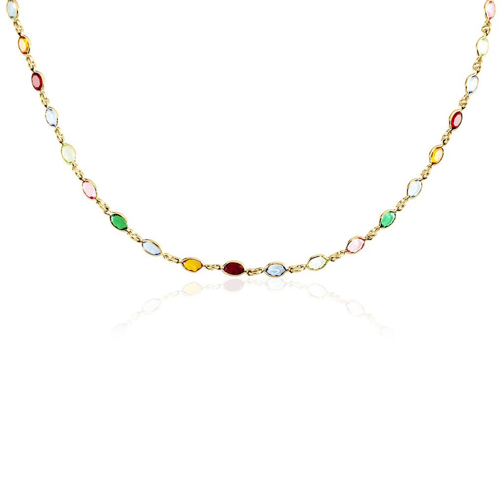 Collier Ilvaae Plaqué Or Jaune Pierre De Synthese