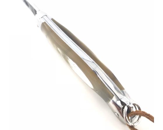 Laguiole Tradition 11 cm - 2 mitres - Corne d'Aubrac - Lame Brute de Forge Couteau de Poche Forge de Laguiole