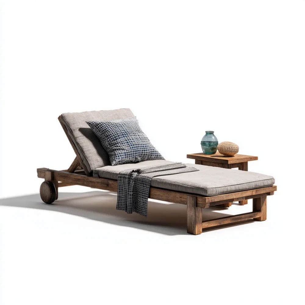 Gartenliege Holz 200x80x30 cm – Grau – Verstellbar