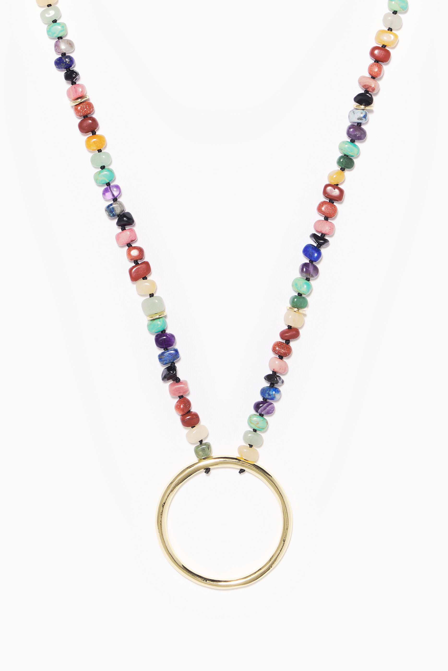 colar com pingente de pedra multicolorida