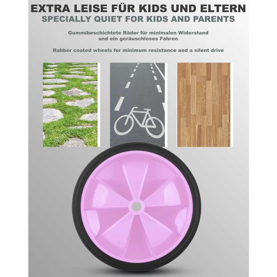 PROMETHEUS BICYCLES® Sützräder Universell für 12 bis 18 Zoll Rosa