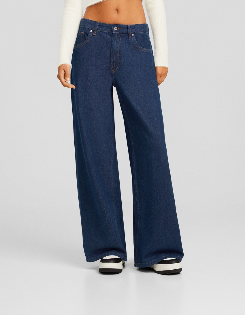 calça jeans de perna larga