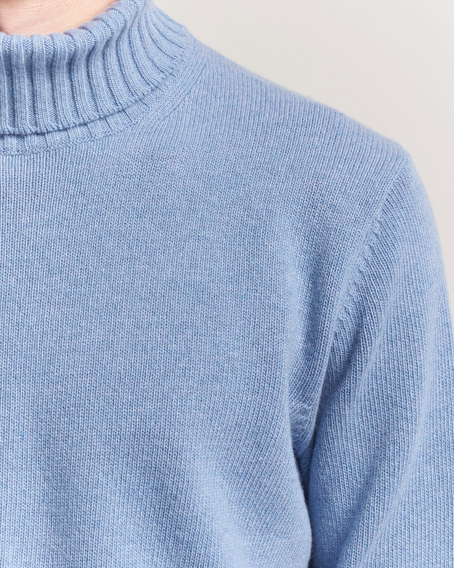 Morgano Wool/Cashmere Heavy Knit Rollneck Light Blue