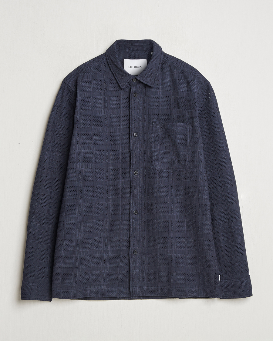 Les Deux Charlie Long Sleeve Knitted Shirt Navy