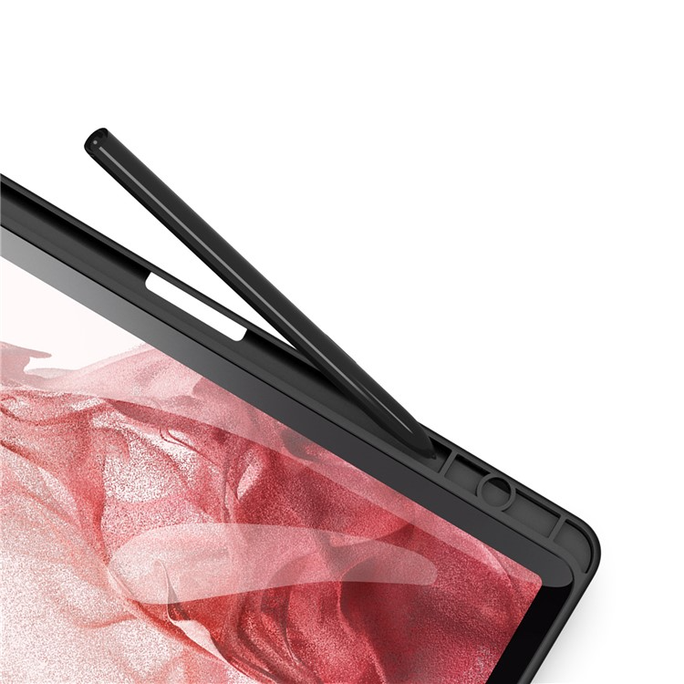 Samsung Galaxy Tab S9 Leder Tasche Smart Cover Schutzhülle   S-Pen Halter - Schwarz