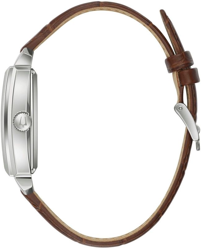 Bulova - Herenhorloge - Bruine Leren Armband - Zilverkleurige Wijzerplaat - Saffierglas