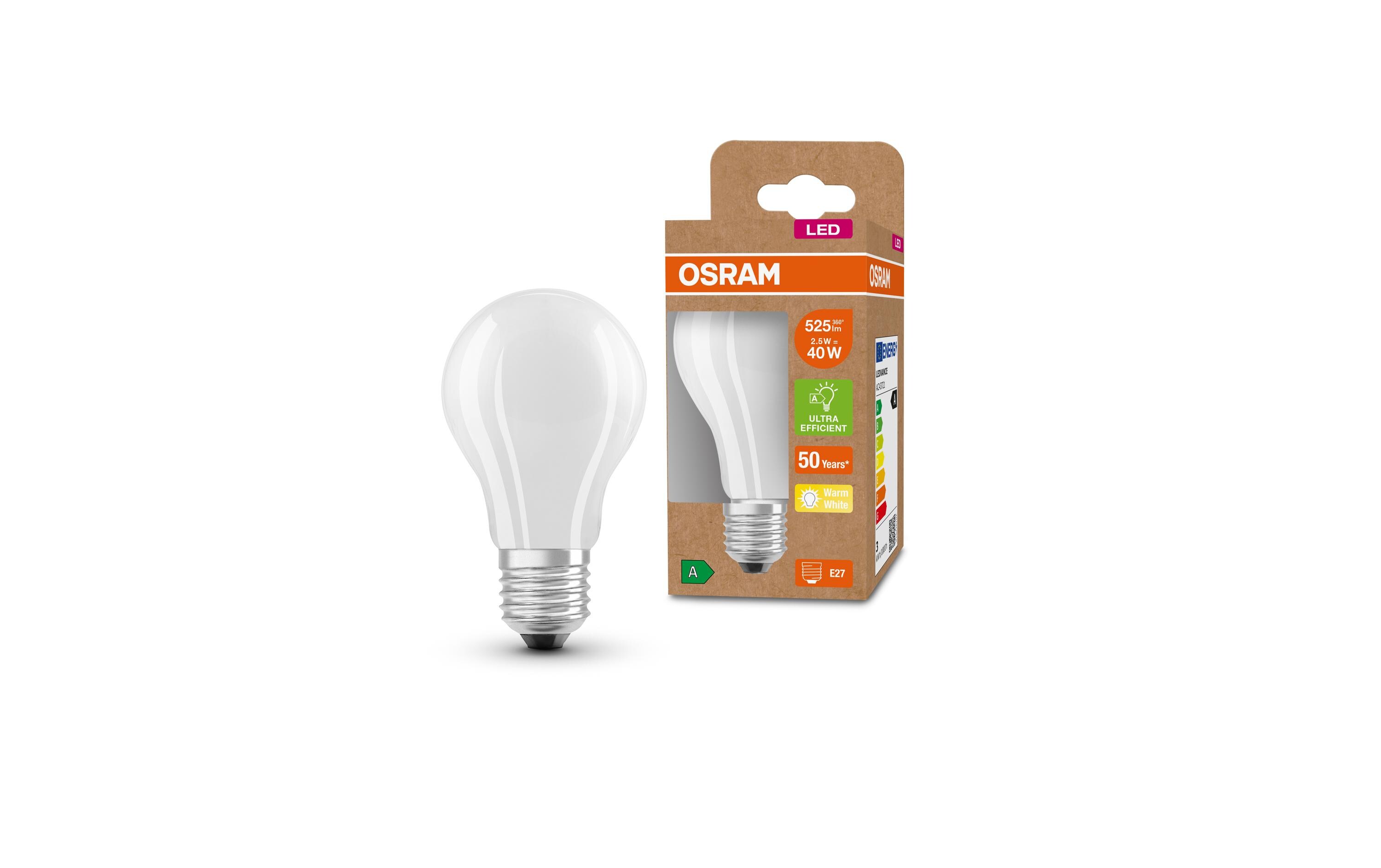 Lampe Clas A 40, 2.5W, E27, WarmweissLED-Lampen, klassische Kolbenform