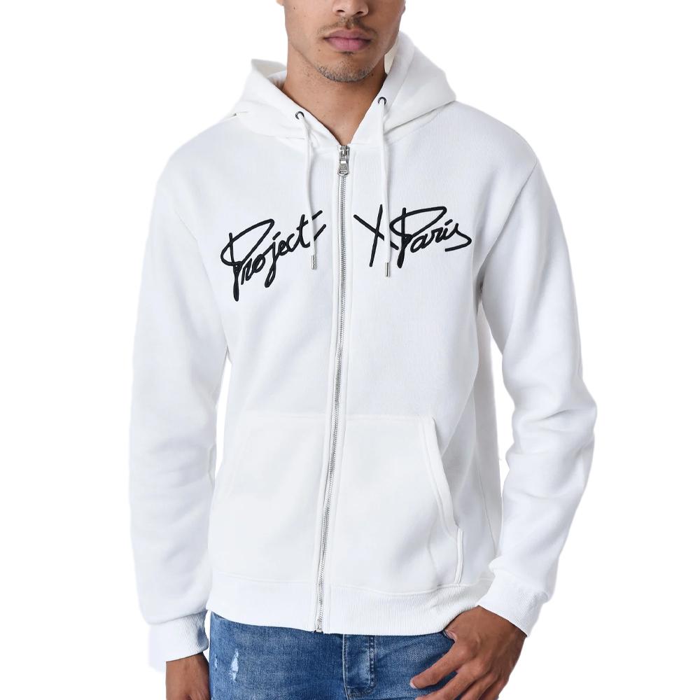 Project X Paris Sweat Zippé Blanc Homme Project X Paris Broderie Origin