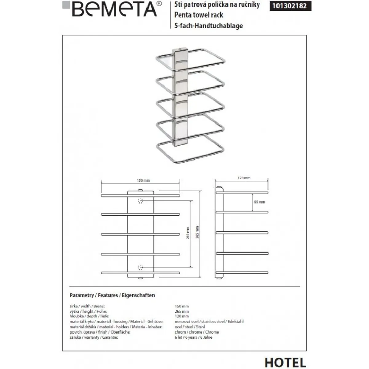 Bemeta - Maison De La Tendance Bemeta Porte-serviettes HOTEL - Acier chromé