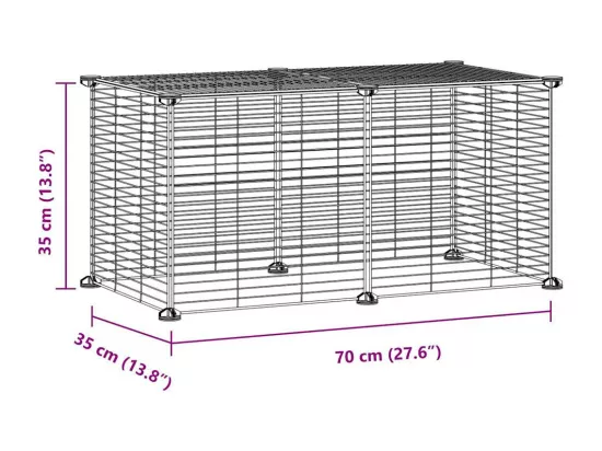 Cage animaux de compagnie à 8 panneaux Noir 35x35 cm Acier
