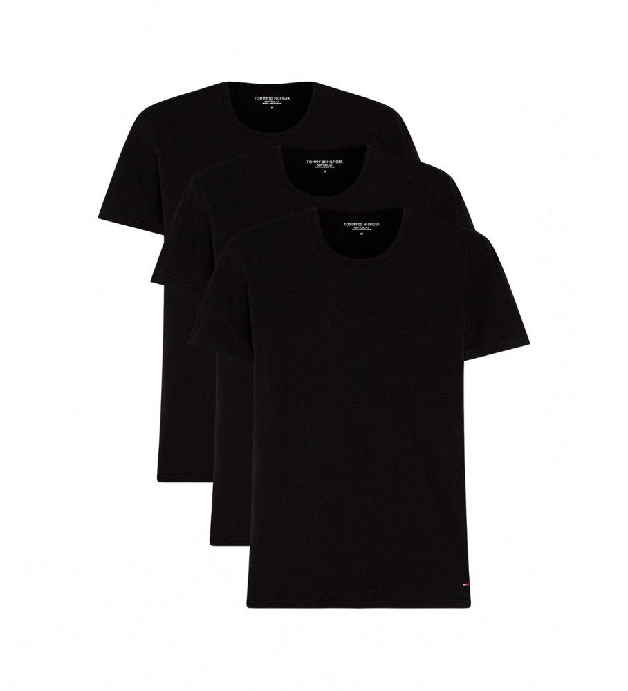 Conjunto de 3 camisetas pretas premium essenciais da Tommy Hilfiger