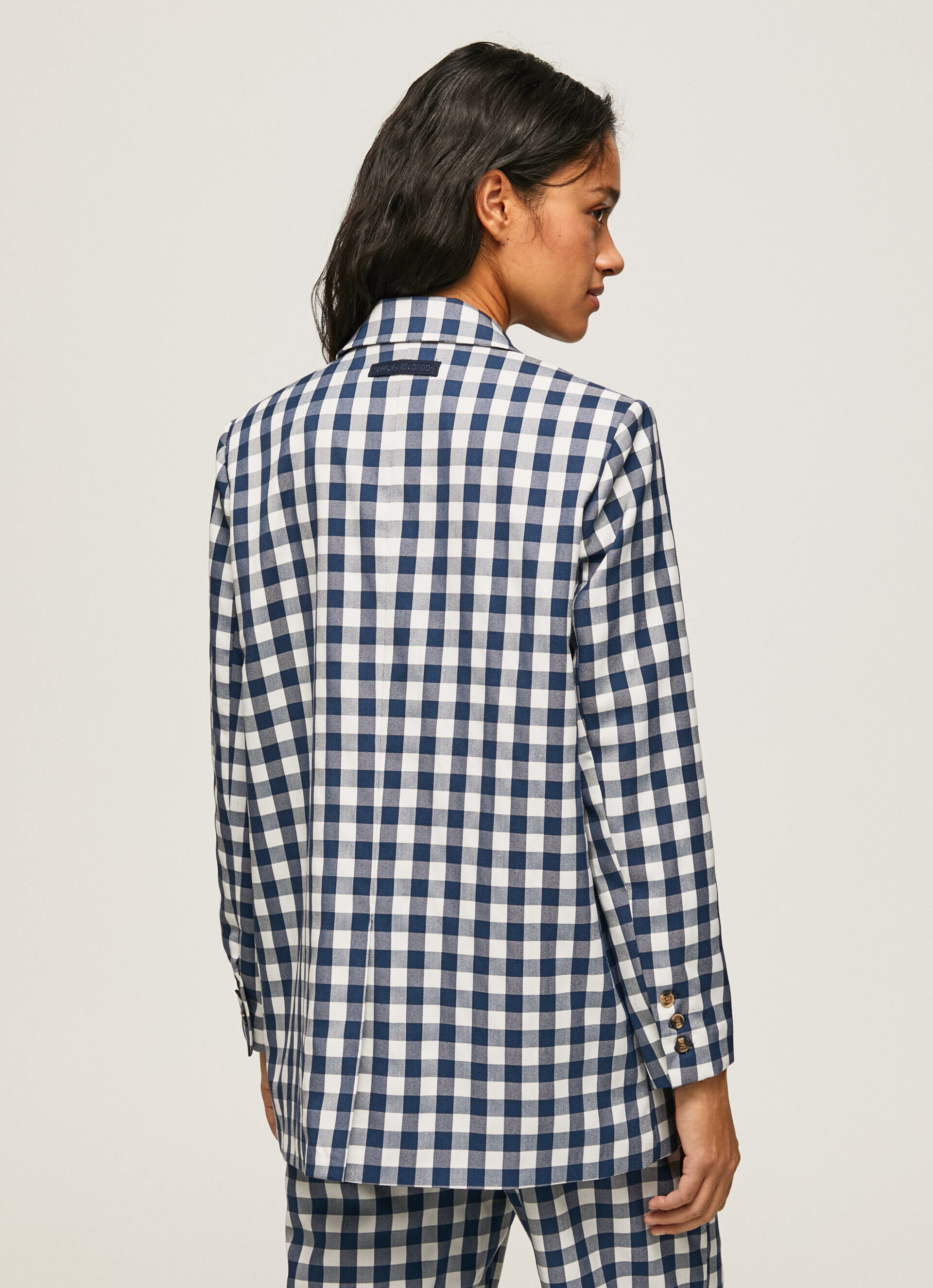 Blazer com estampa xadrez vichy - multicolorido