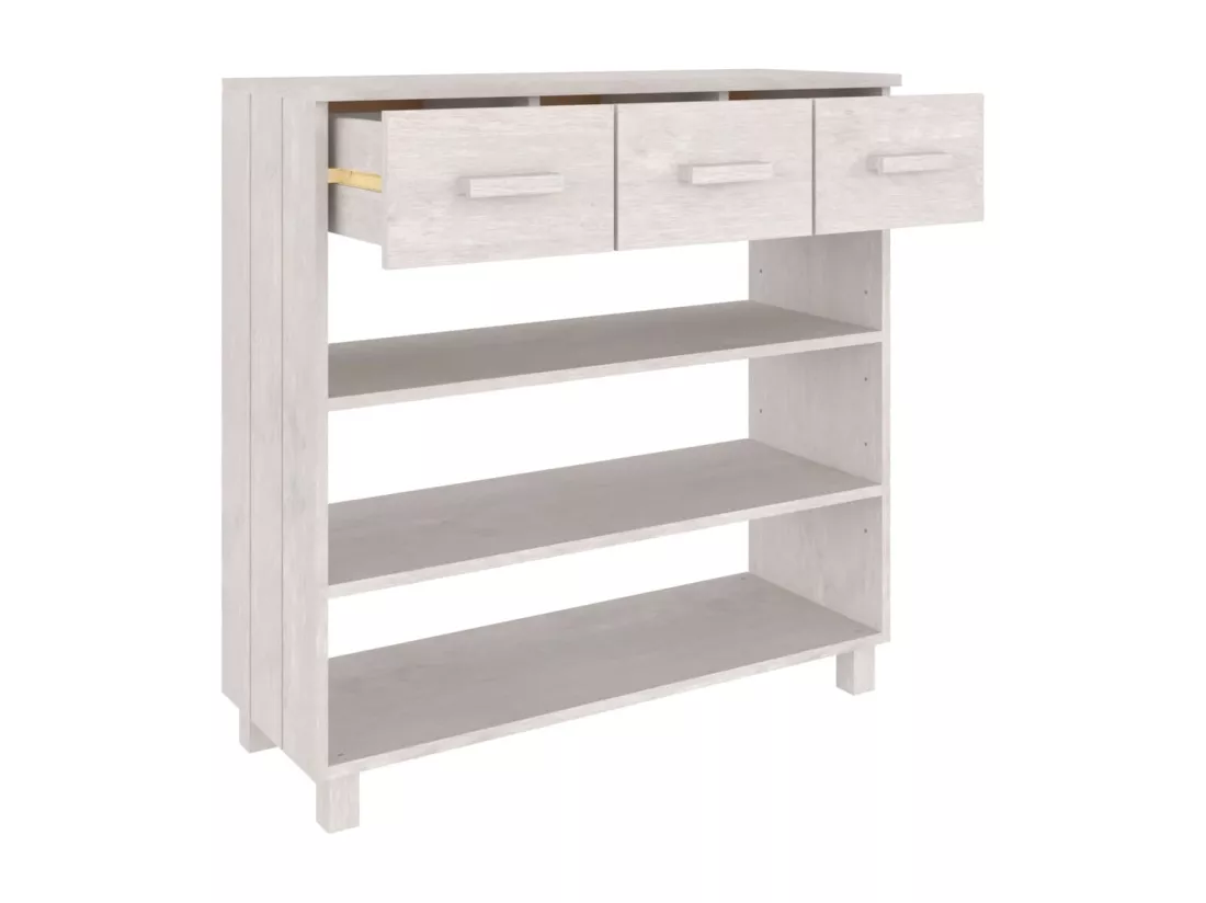Table console HAMAR Blanc 90x35x90 cm Bois massif de pin