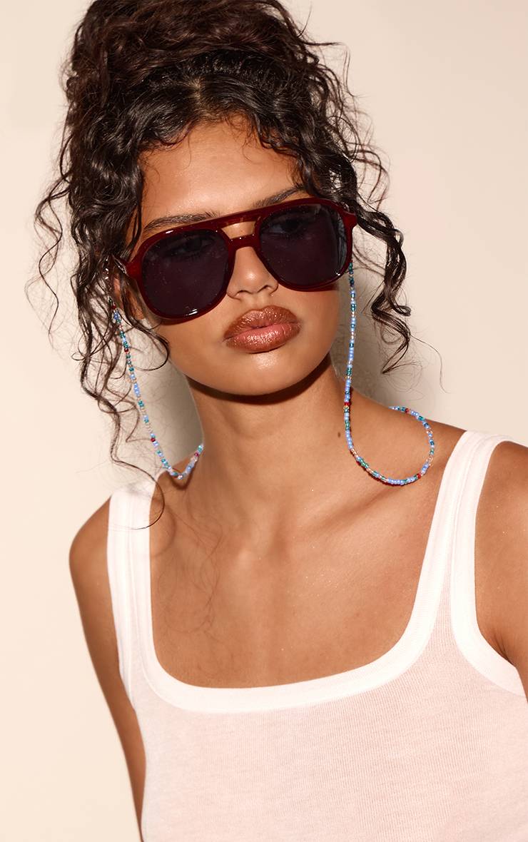 Doré Chaîne À Lunettes De Soleil Perlée Bleue Jeepers Peepers