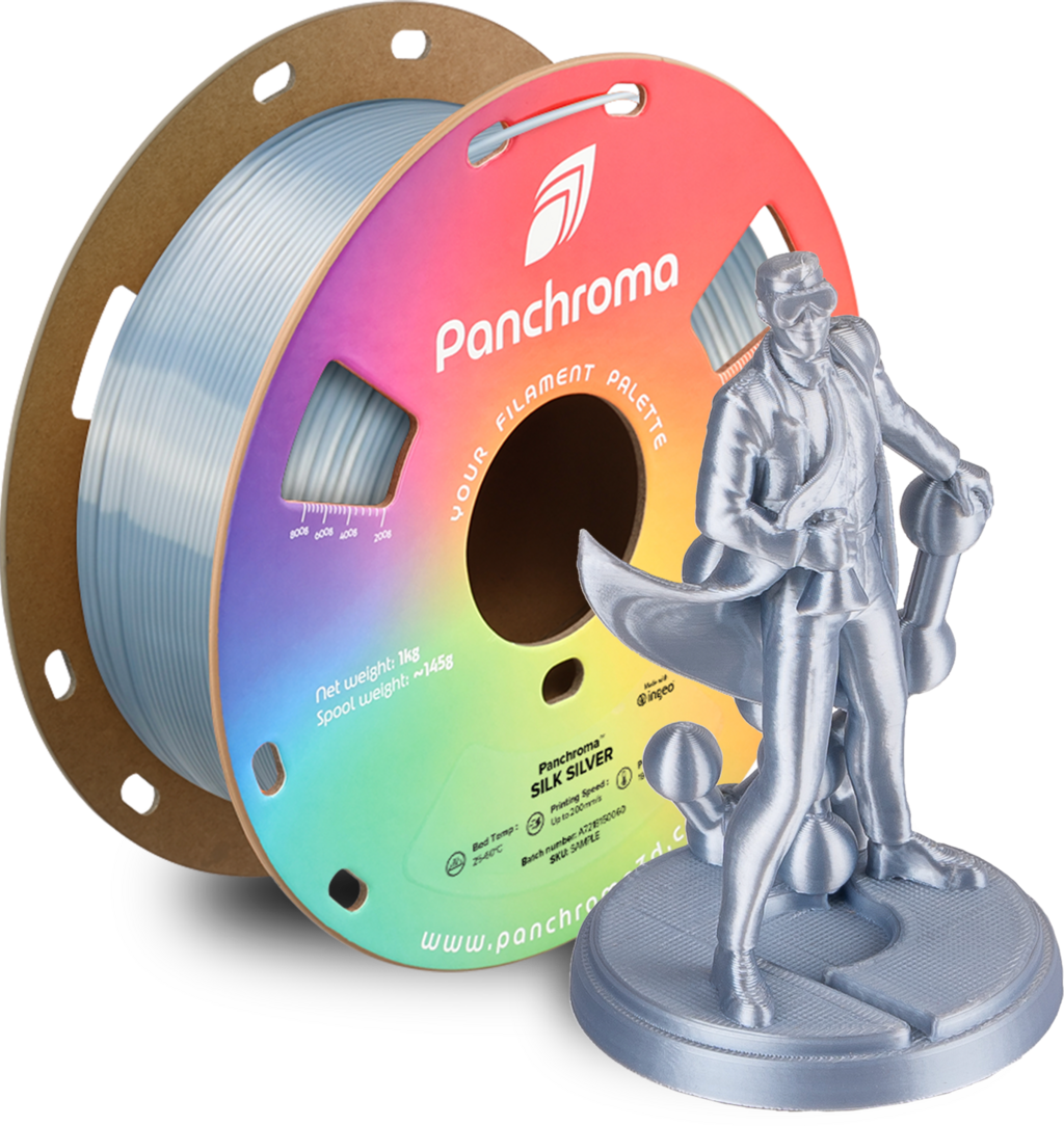 Polymaker  Panchroma™ PLA Silk Silver, 1,75 mm / 1000 g    Der Glanz der Eleganz in Silver